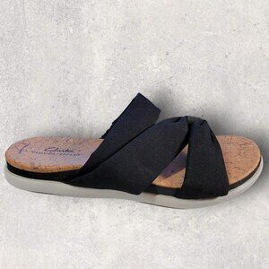 Clarks Womens Cloudstepper Eliza Skip 9.5 Black Comfort Slide Sandals Shoes New